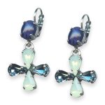 Mariana Earrings Zhang Silk Road Coll. Lapis Lazuli Mineral, Chrysolite Opal, & Royal Blue Austrian Crystals - Image 3