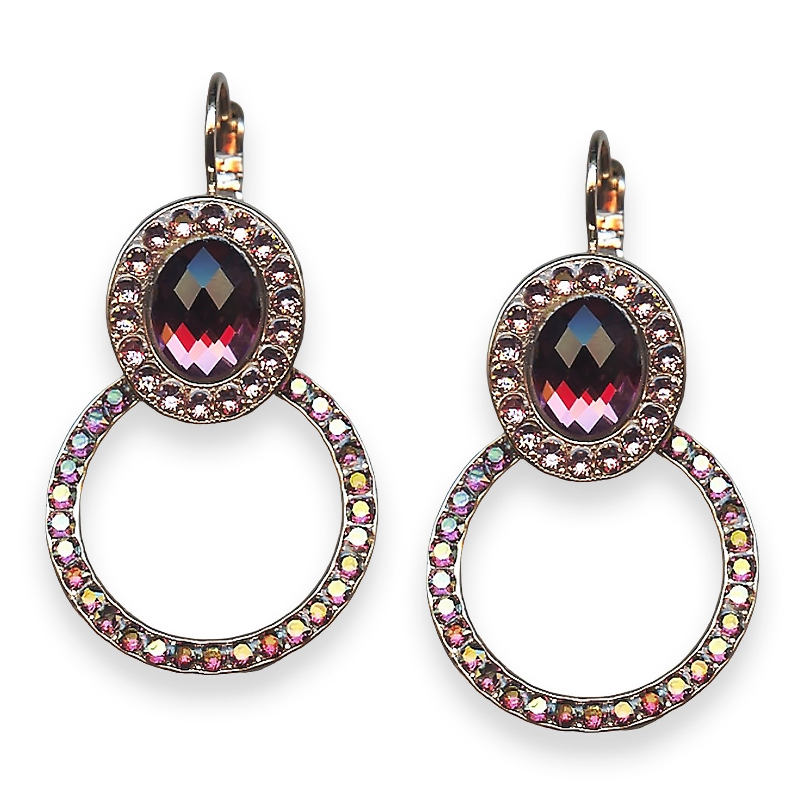 E-1030-1-1072-RG6 (1) Mariana Earrings Bohemian Rhapsody Coll. Fab Halo Amethyst & Lilac Shadow Austrian Crystals - Image 1