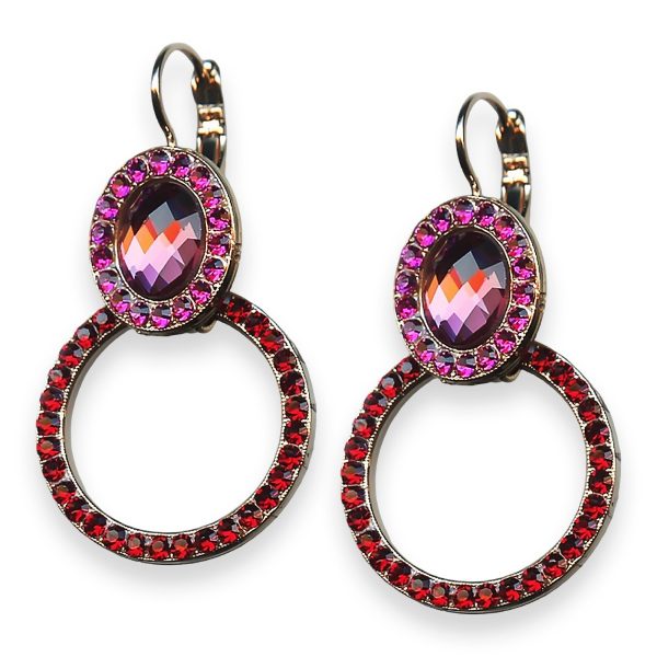 Mariana Earrings Firefly Coll. Fab Halo Fuchsia, Rose Peach, & Red Austrian Crystals