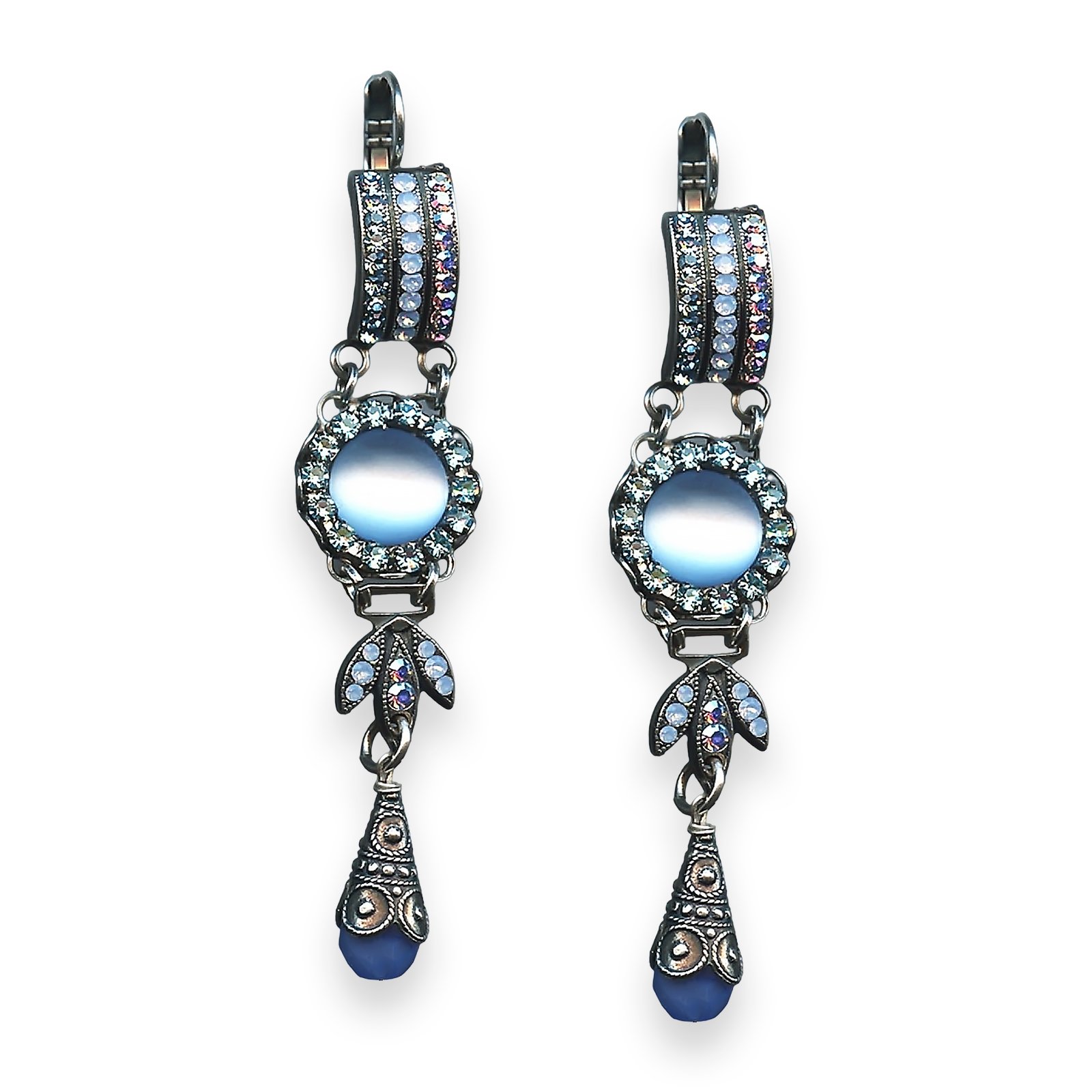 E-1033-1-1343-SP6 (1) Mariana Earrings Periwinkle Cocktail Hour Coll. Glamorous Frosted Blue, Pale Blue, & AB Austrian Crystals - Image 1