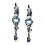 Mariana Earrings Periwinkle Cocktail Hour Coll. Glamorous Frosted Blue, Pale Blue, & AB Austrian Crystals - Image 2
