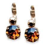 Mariana Earrings Dancing in the Moonlight Coll. Dainty Smoked Topaz & Aurum Austrian Crystals