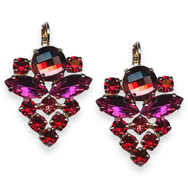 Mariana Earrings Firefly Coll. Glamorous Red, Fuchsia, & Rose Peach Austrian Crystals