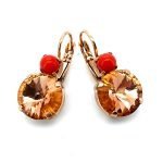 Earrings By Mariana Flame Coll. Beautiful Peach & Coral Swarovski Crystals