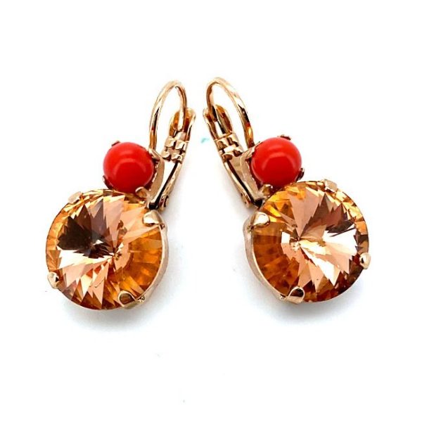 Earrings By Mariana Flame Coll. Beautiful Peach & Coral Swarovski Crystals
