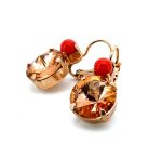 Earrings By Mariana Flame Coll. Beautiful Peach & Coral Swarovski Crystals - Image 2