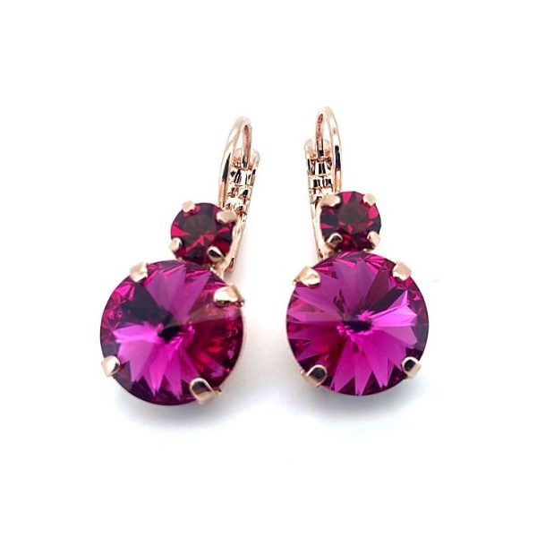 Earrings By Mariana Firefly Coll. Gorgeous Fuchsia & Red Austrian Crystals
