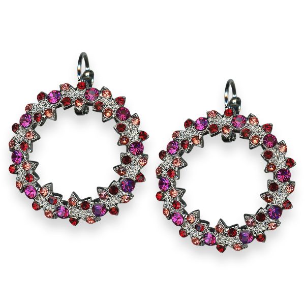Mariana Earrings Firefly Coll. Vine Wreath Fuchsia, Red, & Rose Peach Austrian Crystals