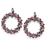 Mariana Earrings Firefly Coll. Vine Wreath Fuchsia, Red, & Rose Peach Austrian Crystals - Image 2
