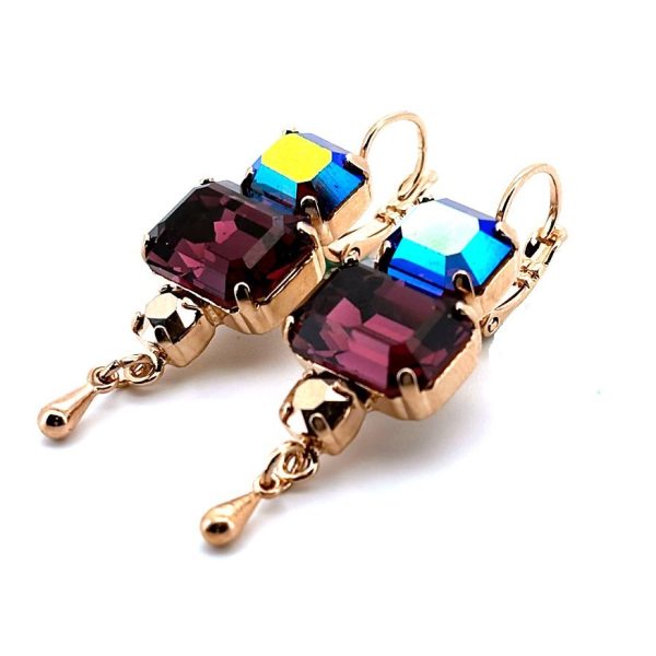 Earrings Mariana Bohemian Rhapsody Coll. Amethyst and Aurum Swarovski Crystals