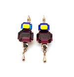 Earrings Mariana Bohemian Rhapsody Coll. Amethyst and Aurum Swarovski Crystals - Image 2