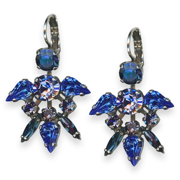Mariana Earrings Electra Coll. Glamorous Sapphire, Tanzanite, & Montana Blue Austrian Crystals