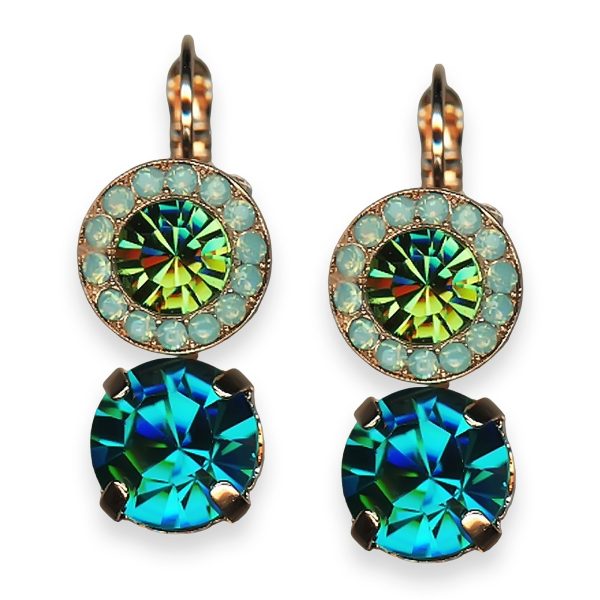 Mariana Earrings Congo Africa Coll. Charming Blue Zircon, Peridot, & Chrysolite Opal Austrian Crystals