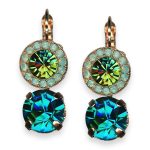 Mariana Earrings Congo Africa Coll. Charming Blue Zircon, Peridot, & Chrysolite Opal Austrian Crystals - Image 2
