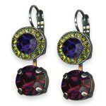 Mariana Earrings Holiday Lights Coll. Glamorous Purple Velvet, Olivine, & Amethyst Austrian Crystals
