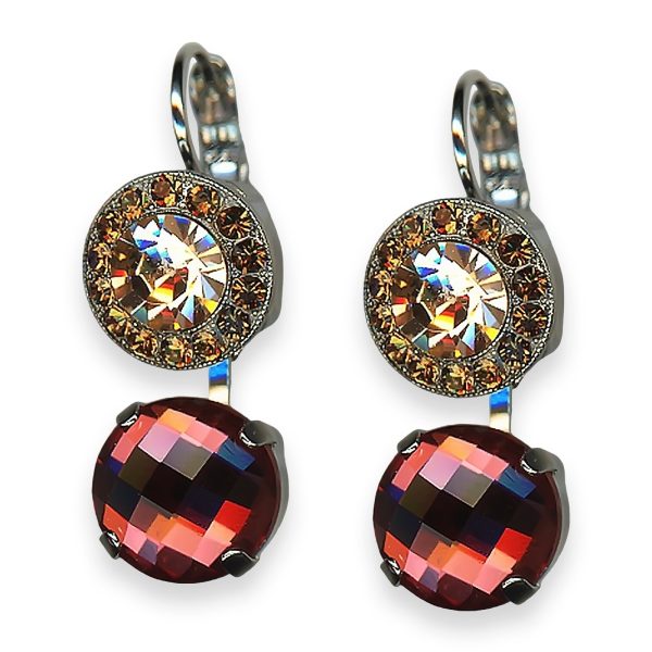 Earrings By Mariana Woman Fab Golden Shadow and Maroon Swarovski Crystals