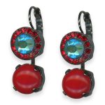 Mariana Earrings Happiness Joy Of Life Coll. Stunning Red Coral, Laguna Delite, & Ruby Austrian Crystals - Image 2