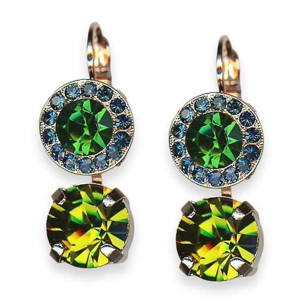 Mariana Earrings Atlantis Under The Sea Winter 2021 Coll. Gorgeous Emerald, Montana, & Olivine Austrian Crystals