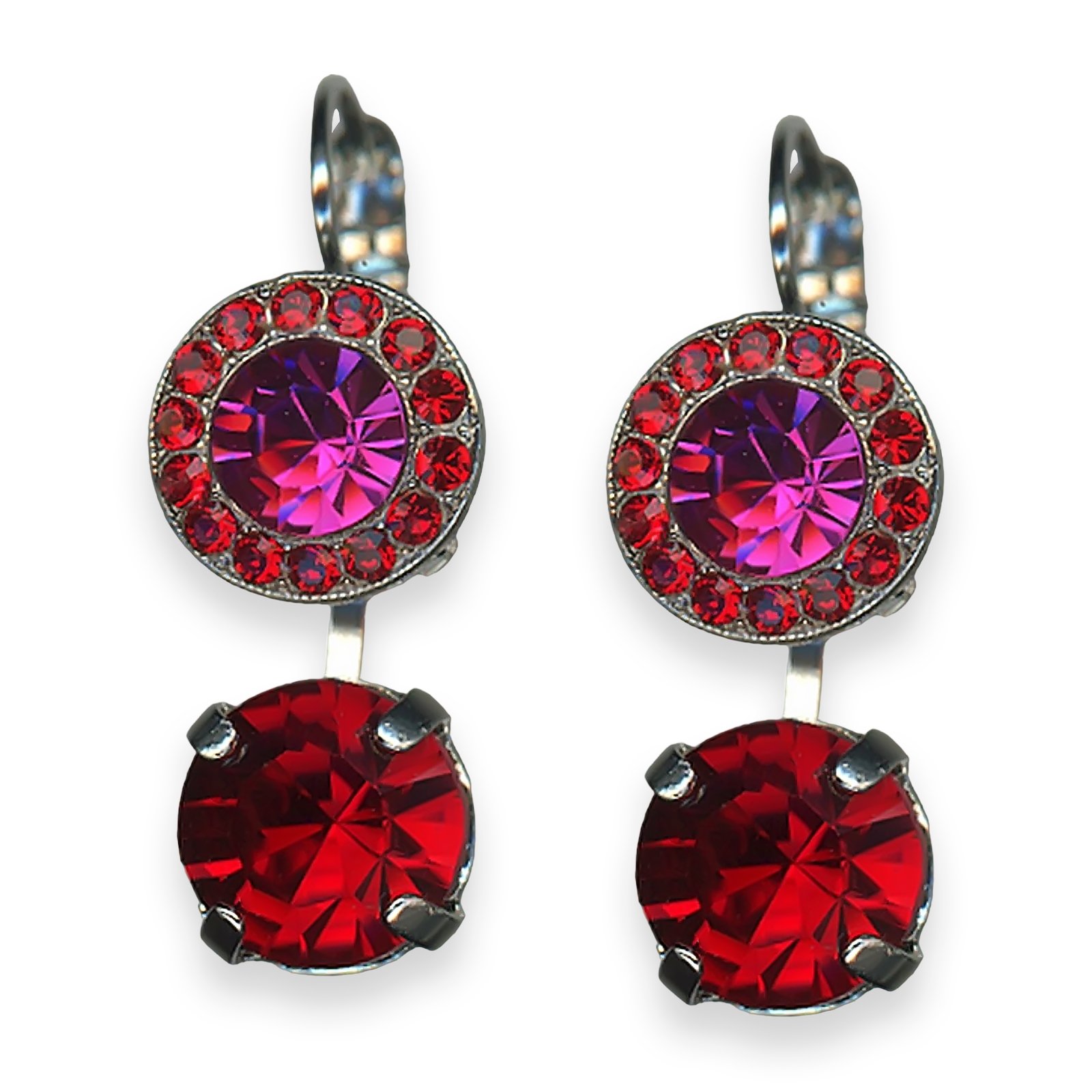 E-1084-1135-SP6 (1) Mariana Earrings Sorbet Delight Winter 2021 Coll. Lovely Fuchsia & Siam Austrian Crystals - Image 1