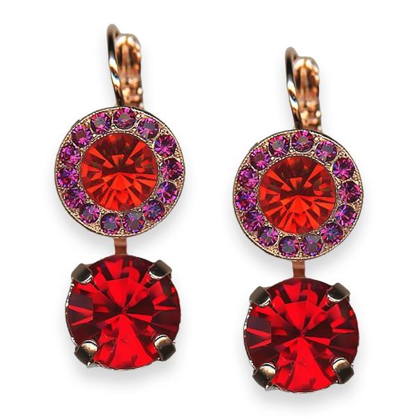 Mariana Earrings Roxanne Coll. Stunning Lt Siam & Fuchsia Austrian Crystals
