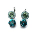 Earrings By Mariana Woman Beautiful Grass Green and Teal Blue Swarovski Crystals - Image 2