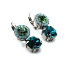 Earrings By Mariana Woman Beautiful Grass Green and Teal Blue Swarovski Crystals - Image 3