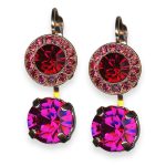 Mariana Earrings Firefly Coll. Beautiful Fuchsia & Red Austrian Crystals - Image 3