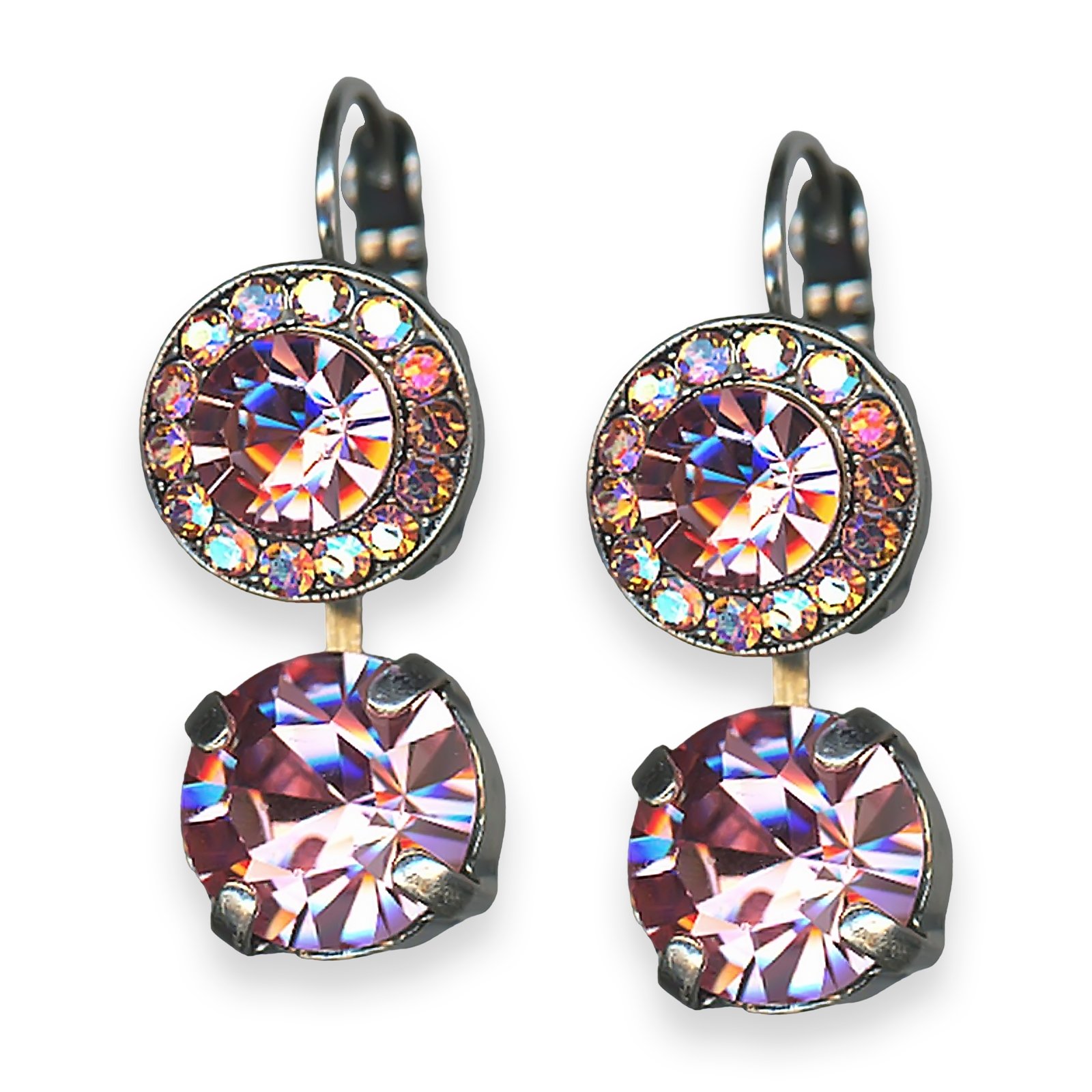E-1084-223-SP6 (1) Mariana Earrings Breast Cancer Awareness Coll. Lovely Lt Rose & AB Austrian Crystals - Image 1