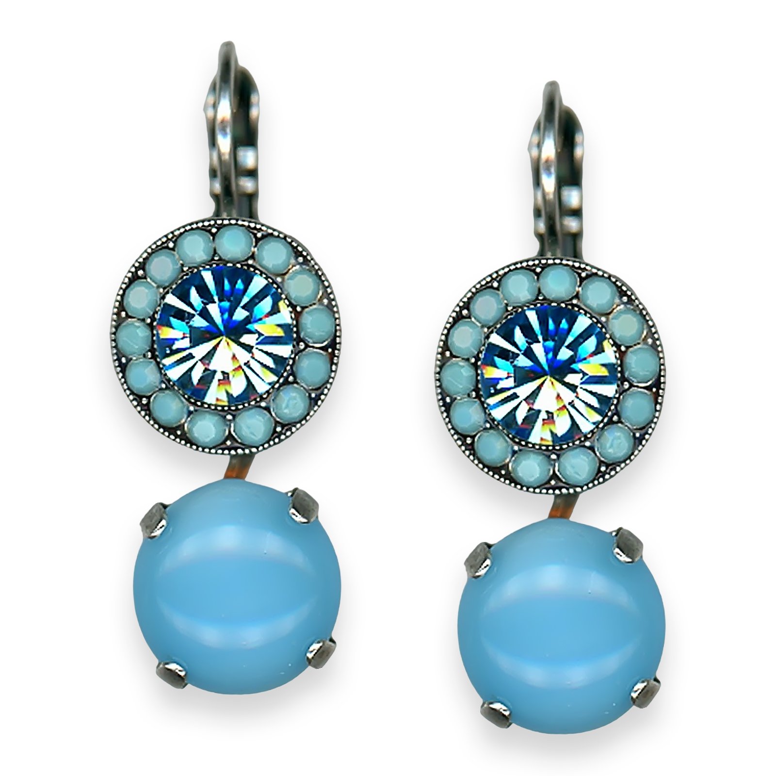 E-1084-2672-SP6 (1) Earrings By Mariana Woman Charming Turquoise and Aquamarine Swarovski Crystals - Image 1