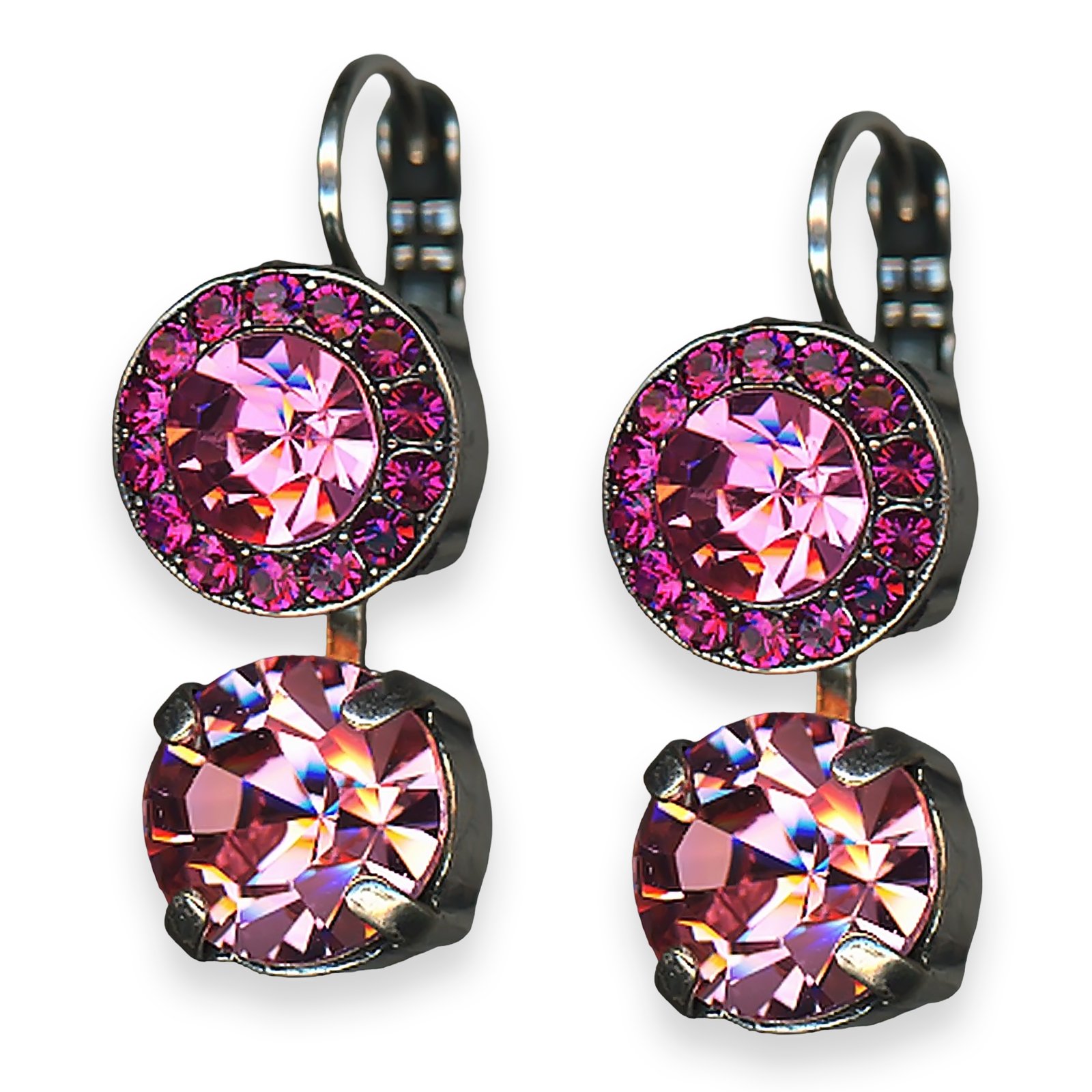 E-1084-5022-SP6 (1) Earrings By Mariana Woman Lovely Fuchsia and Lt. Rose Swarovski Crystals - Image 1
