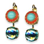 Mariana Earrings Serengeti Africa Coll. Sassy Turq Mineral, Coral & Lt Turq Austrian Crystals - Image 2