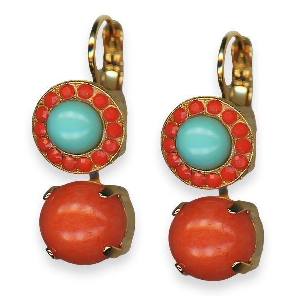 Earrings By Mariana Woman Beautiful Orange and Turquoise Minerals