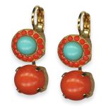 Earrings By Mariana Woman Beautiful Orange and Turquoise Minerals - Image 2