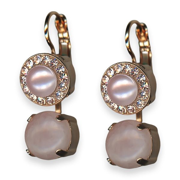 Mariana Earrings Love Joy Of Life Coll Timeless Rose Quartz Mineral, Pink Pearl, & Vintage Rose Austrian Crystals