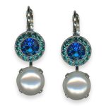 Mariana Earrings My Treasures Coll. Glamorous Pearl Mineral, Capri Blue, & Blue Zircon Austrian Crystals - Image 2