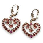 Mariana Earrings Firefly Coll. Heart Shaped Red, Rose Peach, & Fuchsia Austrian Crystals - Image 2