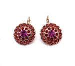 Earrings By Mariana Woman Floral Rose Peach, Red and Fuchsia Swarovski Crystals