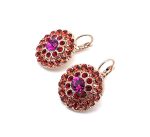 Earrings By Mariana Woman Floral Rose Peach, Red and Fuchsia Swarovski Crystals - Image 3