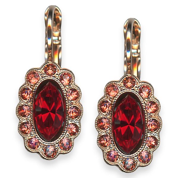 Mariana Earrings Firefly Coll. Simply Elegant Red & Rose Peach Austrian Crystals