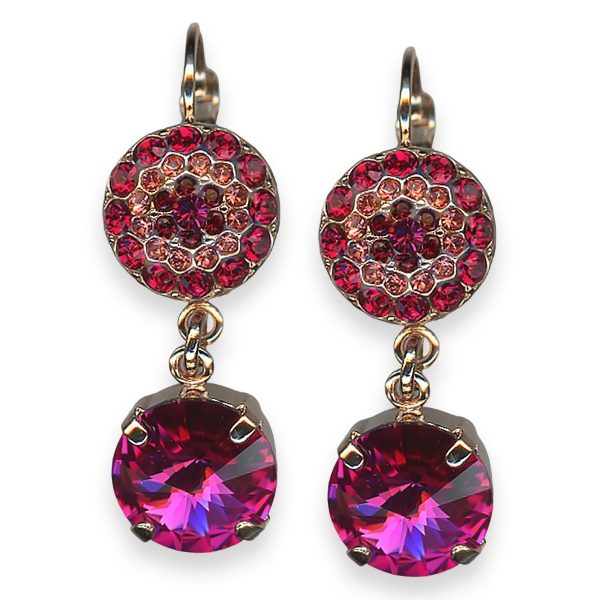 Mariana Earrings Firefly Coll. Dangling Floral Red, Fuchsia, & Rose Peach Austrian Crystals