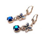 Earrings By Mariana Woman Butterfly Dangling Heliotrope and Sapphire Swarovski Crystals - Image 2