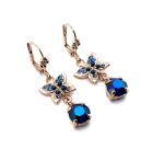 Earrings By Mariana Woman Butterfly Dangling Heliotrope and Sapphire Swarovski Crystals - Image 3
