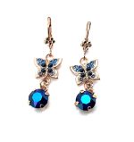 Earrings By Mariana Woman Butterfly Dangling Heliotrope and Sapphire Swarovski Crystals