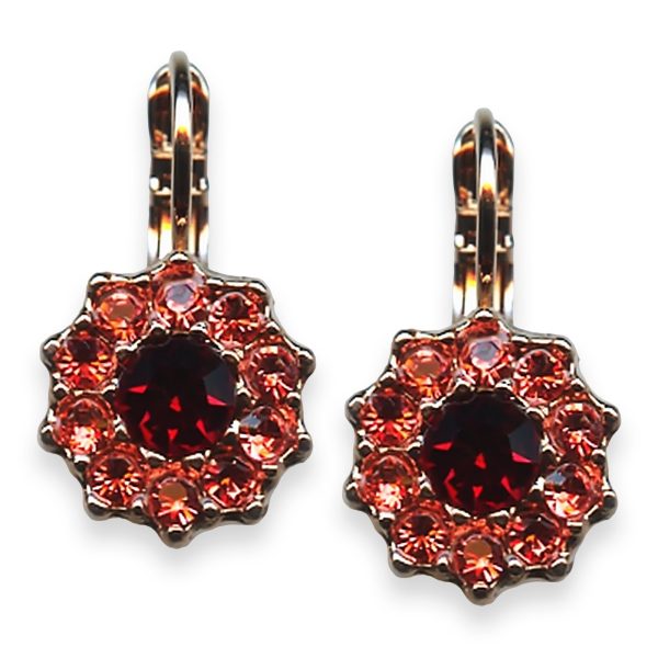 Mariana Earrings Firefly Coll. Dainty Floral Red & Rose Peach Austrian Crystals
