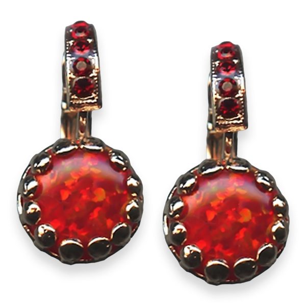 Earrings By Mariana Woman Adorable Ruby Synthetic Opal and Red Swarovski Crystals