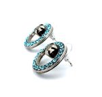 Earrings By Mariana Twist and Shout Coll. Halo Turquoise and Metallic Swarovski Crystals - Image 2