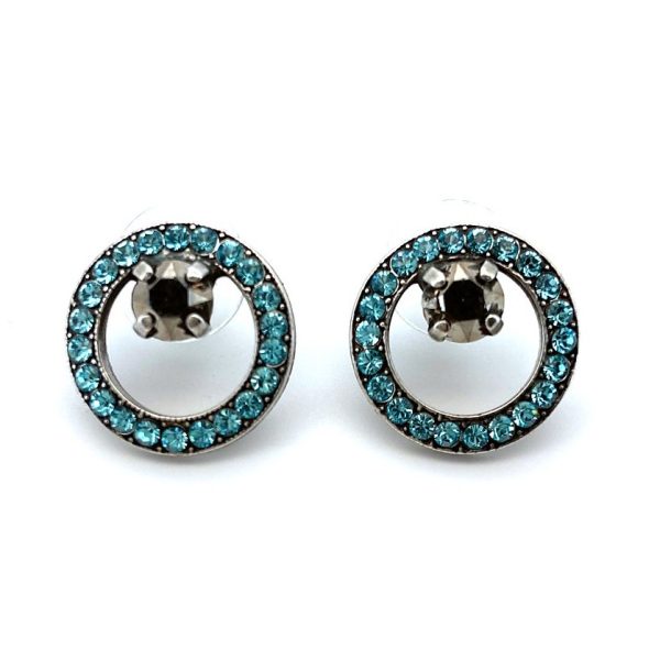 Earrings By Mariana Twist and Shout Coll. Halo Turquoise and Metallic Swarovski Crystals