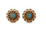 Earrings By Mariana Woman Floral Opal, Chocolate Brown and Aurum Swarovski Crystals