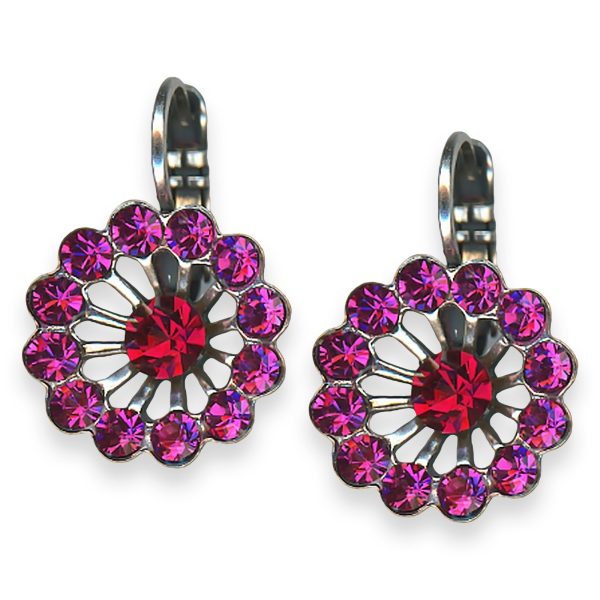 Mariana Earrings Firefly Coll. Floral in Red & Fuchsia Austrian Crystals