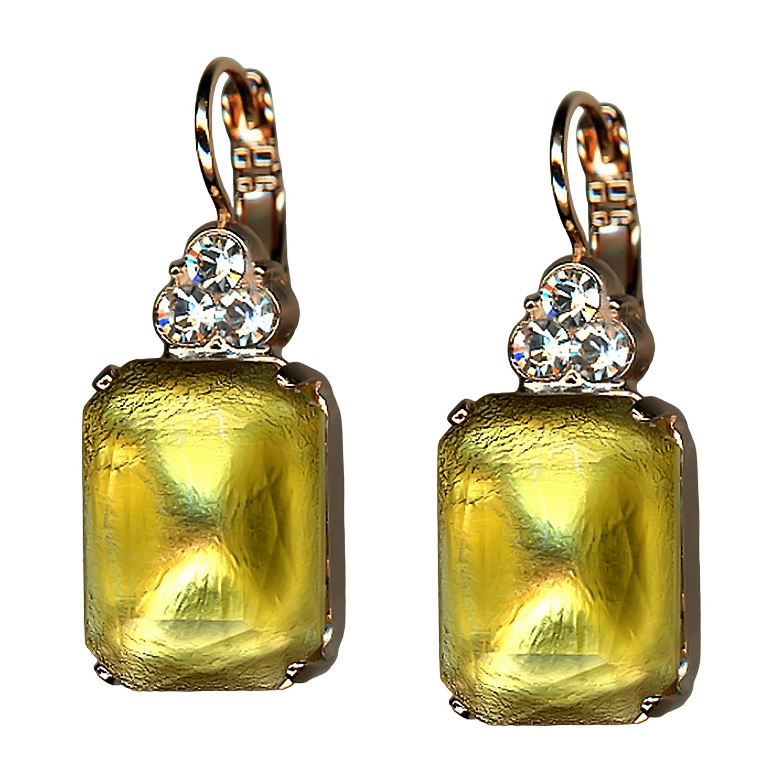 E-1225-1-00119R-RG6 (1) Mariana Earrings My Treasures Coll. Sassy Yellow & Clear Austrian Crystals - Image 1